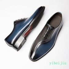 Men Business Dress Formal Wedding Genuine Real Leather Shoes Colorblcok Matching