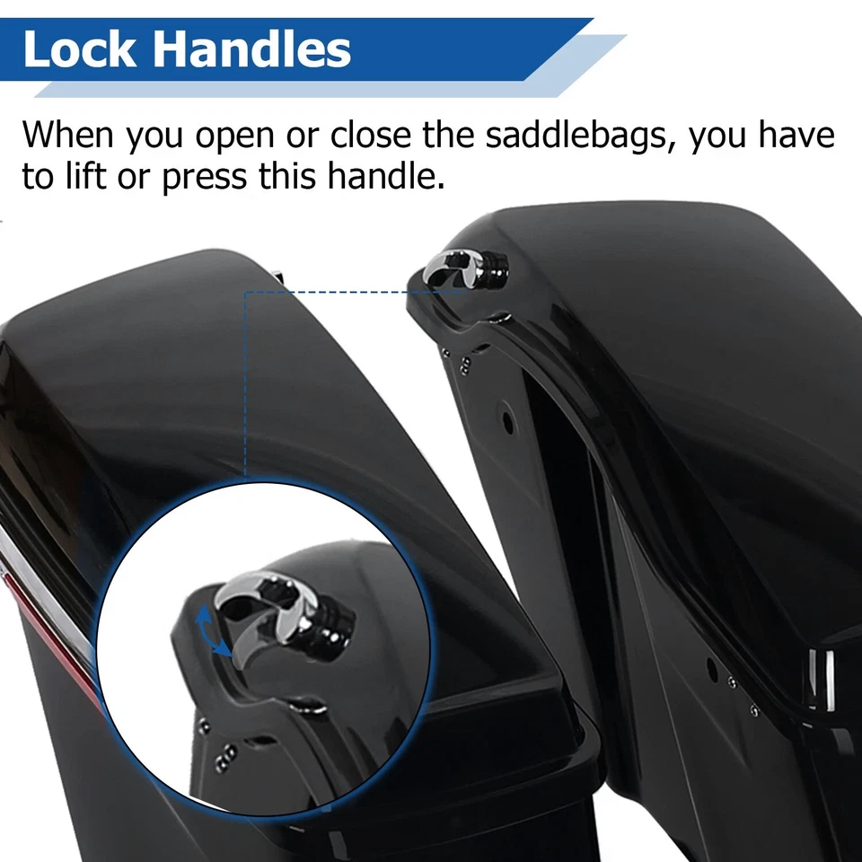 5" Stretched Extended Saddlebags Bag For Harley Davidson Road Street Glide 93-13 - Image 4 of 4