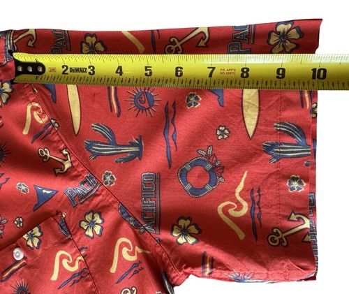 Camisa hawaiana con botones Quiksilver Pacifico para hombre talla grande roja 100 % algodón - Imagen 9 de 10