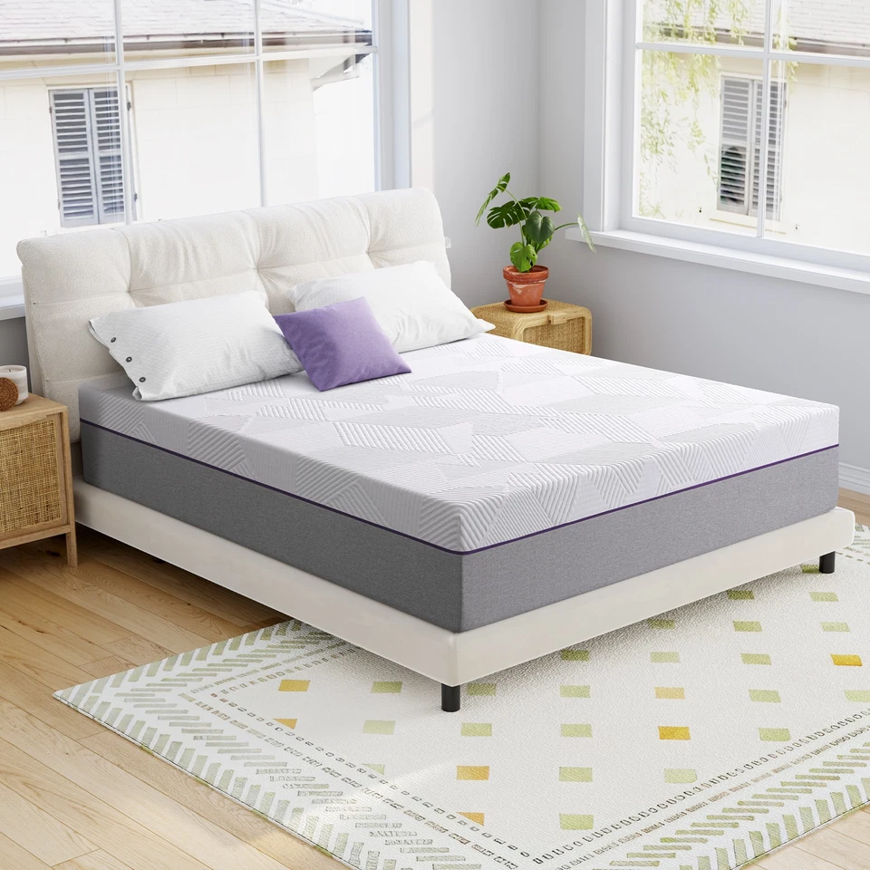 Colchão de espuma com memória infundido em gel 10/12 polegadas duplo queen size cama na caixa - Imagem 2 de 4