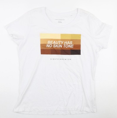 Einstein Newton Damen T-Shirt weiß 100% Baumwolle Jersey Größe 2XL Rundhals
