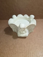 Candle Holder 4" Pillar Ivory Bisque Three Musical Angels
