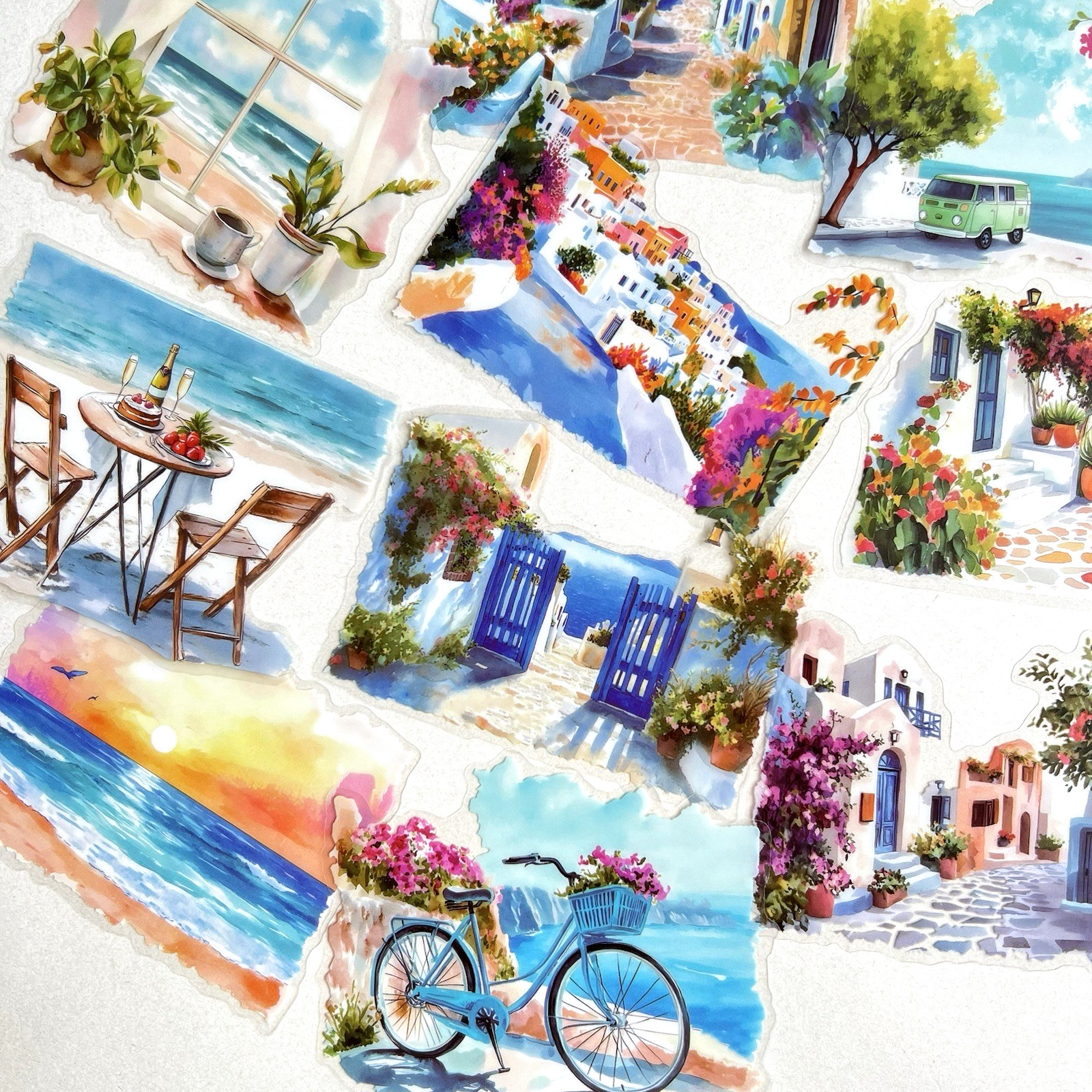 Coastal Town Vacation Flake Stickers Ocean Travel Junk Journals Collage