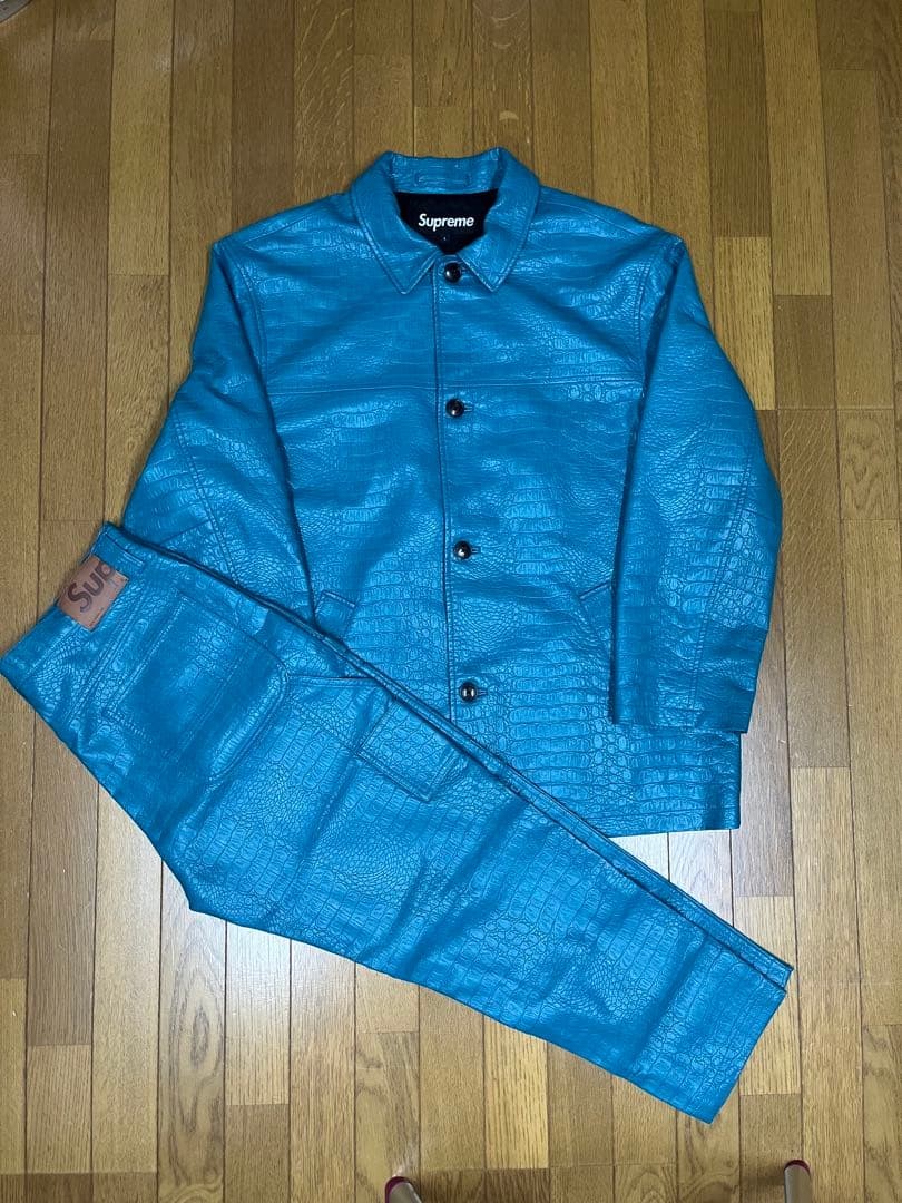 Supreme Faux Croc Car Coat Setup Teal L Jacket & Pants 34 Used | eBay
