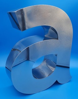 Stunning polished metal reclaimed modern shop sign letter 'a' 32cm tall