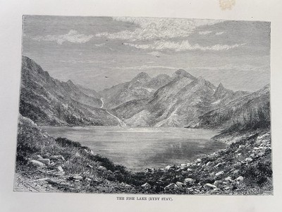 1878 Blick auf Morskie Oko See, Tatra Gebirge, Galizien, antiker Druck
