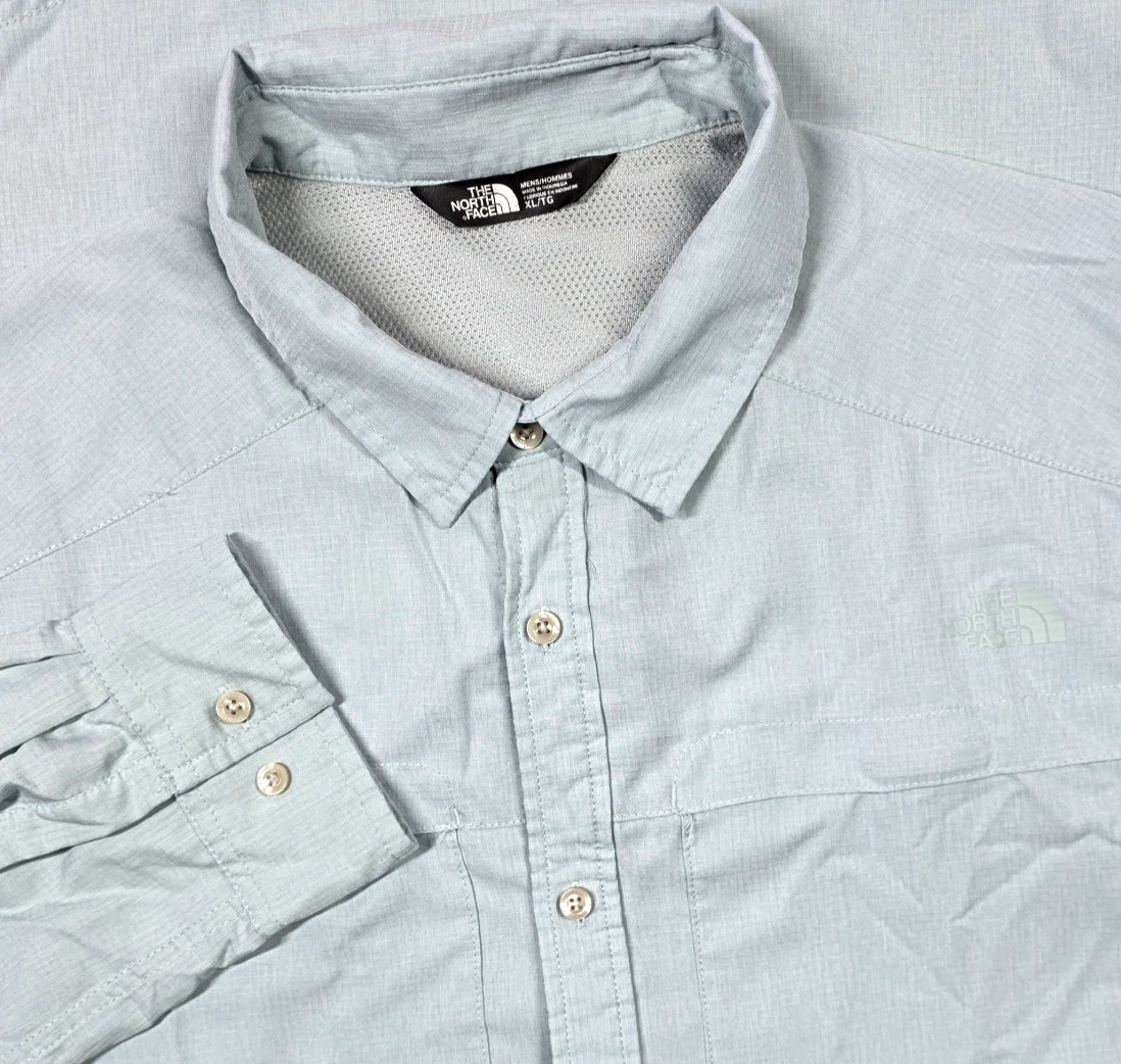 The North Face Blue Roll Tab Long Sleeve Vented Shirt Fishing Walking Mens XL
