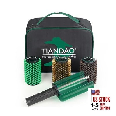 Ski Wax Kit with Quick Change Axle Roto Brush Set for Skis 100mm Green