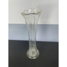 Antique EAPG JB Higbee Glass Company Swung Vase, 8 Panel, Wide Mouth 