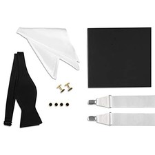 Tuxedo Set - Suspenders, Cufflinks  Studs, Bow Tie, Pocket Gold and Black