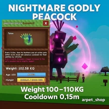 [🐶] Roblox GROW A GARDEN | NIGHTMARE GODLY PEACOCK 100KG+ 0.15m