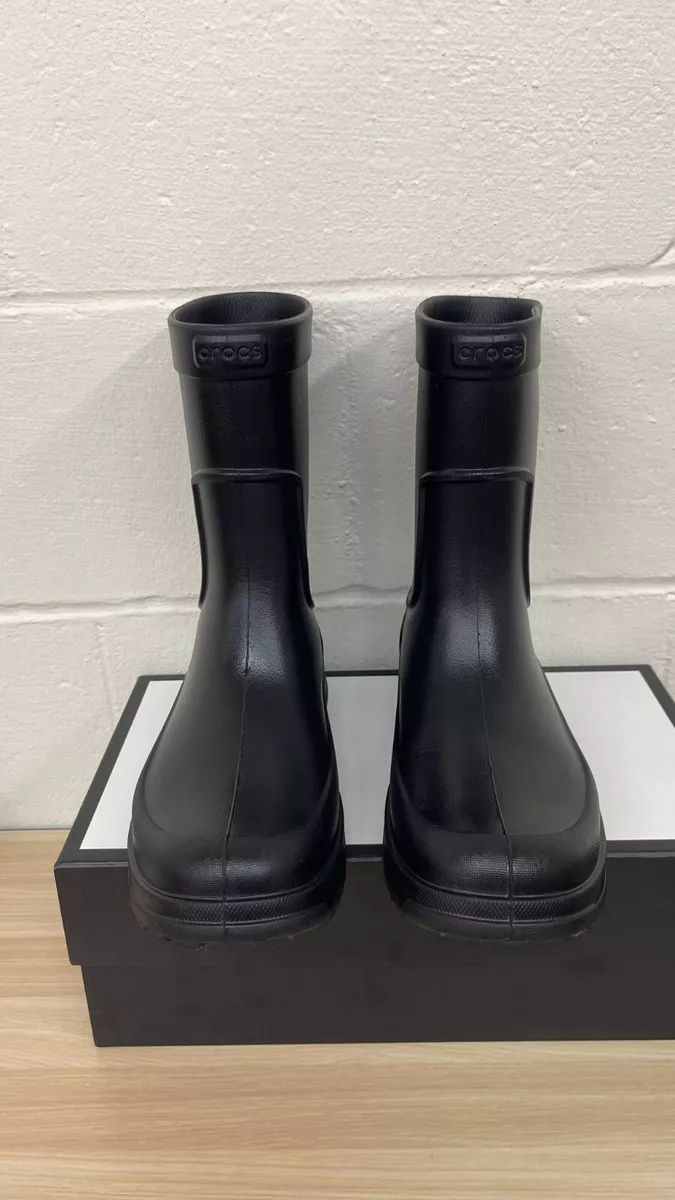 Crocs AllCast 204862 Iconic Comfort Black Rain Boot Mud Muck Pull On Mens Sz 8 M