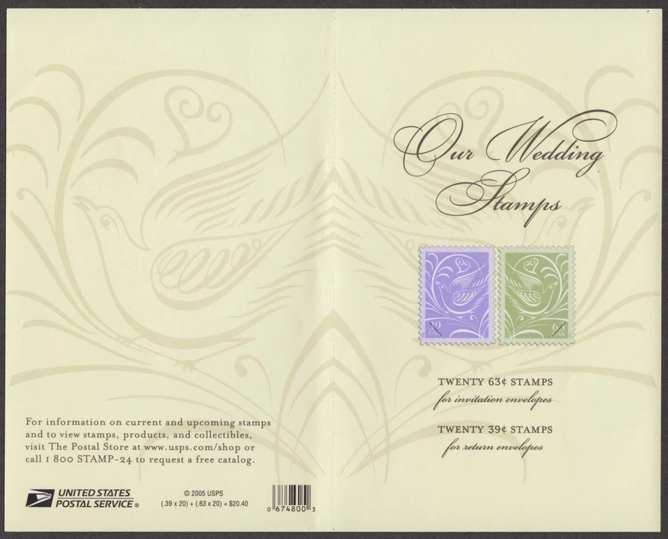 2006 Love & Dove Sc 3998a 39c & 63c booklet pane of 40 plate number P11 - Image 2 of 2
