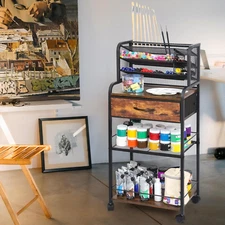 3 Tier Rolling Cart on Wheels, Art Supply Storage Organizer with Drawer and Divi