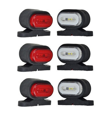 6x LED Seitenmarkierungsleuchte 12/24V Weiß-Rot für Pferdebox Kipper Trailer VAN
