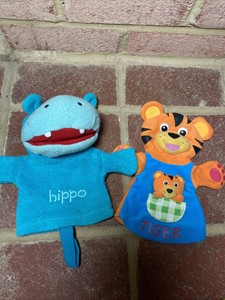 Vintage Baby Einstein Tiger Hand Puppet Colorful And Hippo Ebay