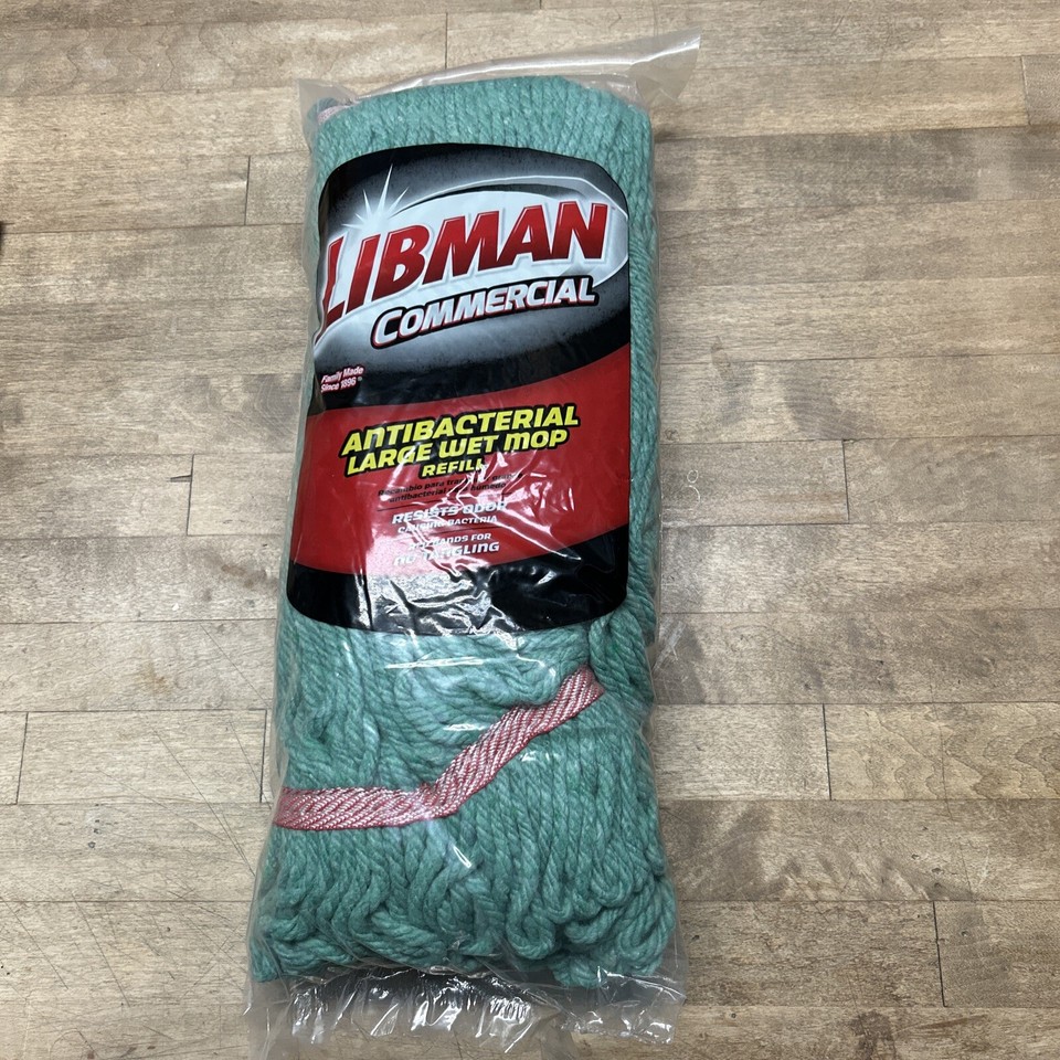 Large Green Anti-Bacterial Cotton Blend Yarn Looped-End Libman Wet Mop ...
