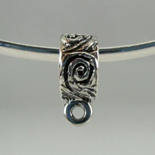 Sterling Silver ENGRAVED BAND Charm Bead FOR BRACELET Charm Holder VINTAGE New