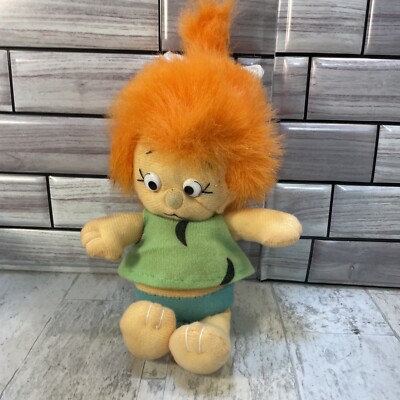 Nanco 1990 Flintstones Pebbles 11'' plush stuffed animal with tag read descriptio
