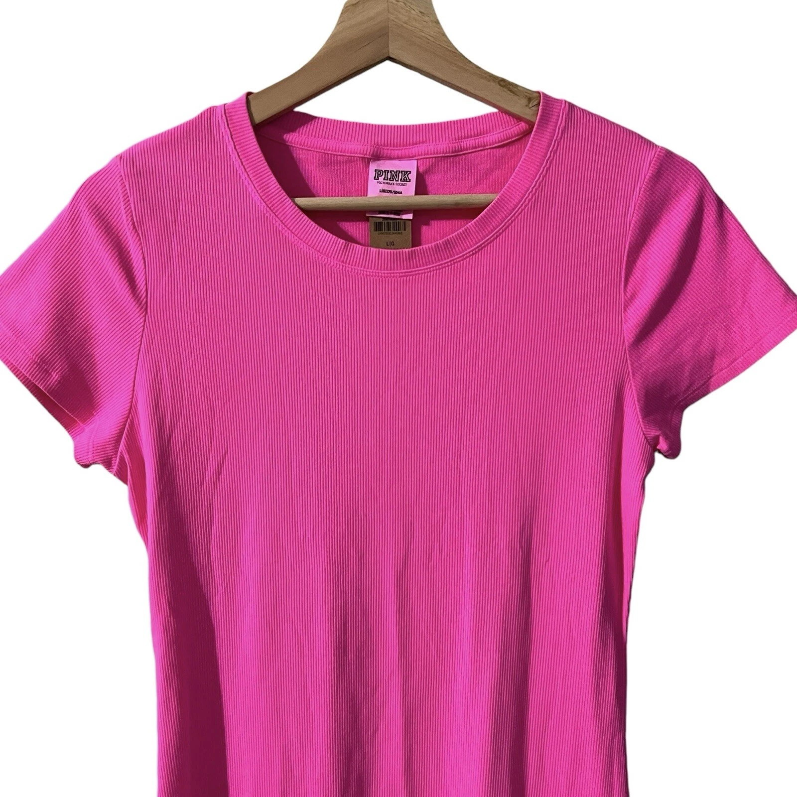 UNDERCOVER Abito T Shirt Victorias Secret ROSA Taglia Large Rosa Caldo Maglia a Costine Mini Corto