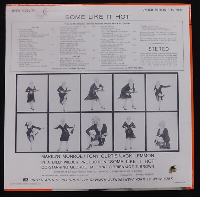 Some Like It Hot Soundtrack - Marilyn Monroe - Original Vinyl