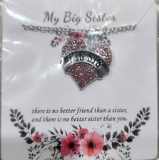 Big Sister Little Sister Necklace Heart Shaped with Chain