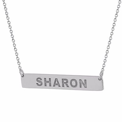 10k White Gold Engraved Personalized Name 7/8