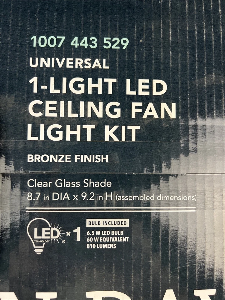 Hampton Bay 1-Light LED Ceiling Fan Light Kit Glass, Bronze Finish, 1007 443 529 - Image 3 of 4