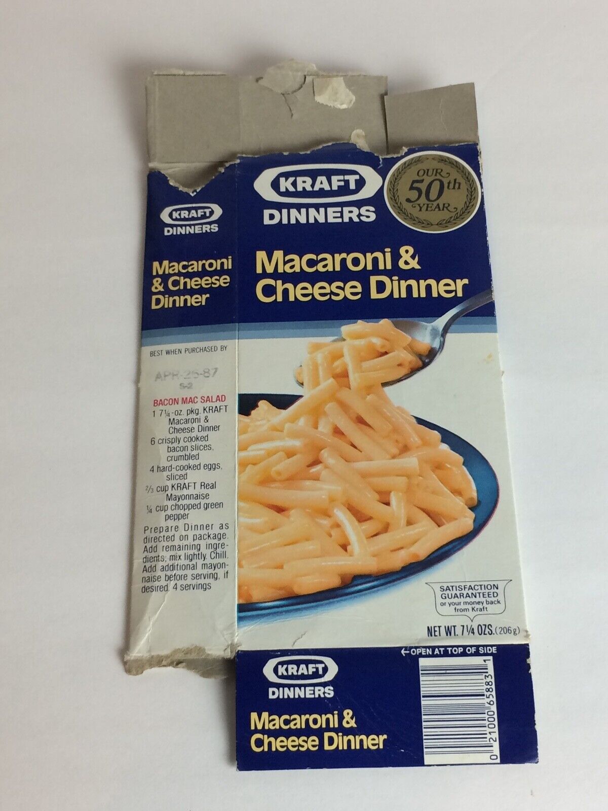 1987 Kraft Macaroni & Cheese Dinner vintage food product box