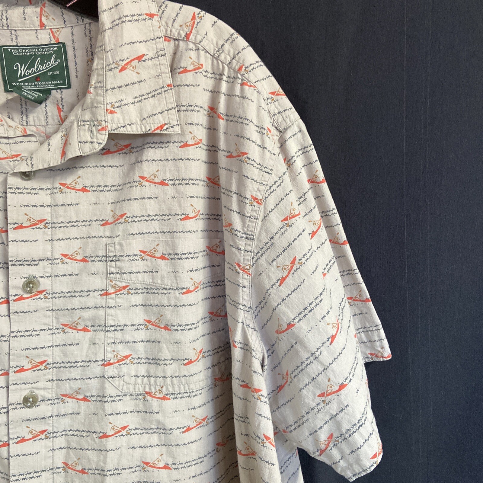 FILA Woolrich Camicia Uomo 2XL Casual Estiva Canoa Canottaggio Bottoni Manica Corta 55