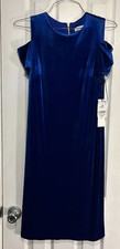 Calvin Klein Blue Velvet Cold Shoulder Cocktail Dress Size 6 NWT