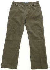 Rare Vintage POLO RALPH LAUREN Corduroy Zip Fly Slacks Pants 90s Olive Green 35