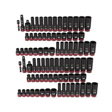 86 Pcs 3/8" Drive Deep Impact Socket Set SAE/Metric 6 Pt Non Slip Hex Geometry