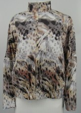St. John black white brown Polyester Zip-Up Leopard Print RE13 GRP 1 Jacket sz M