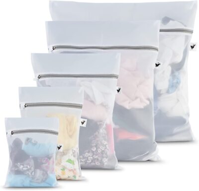  5 wiederverwendbare & robuste Netz-Waschmaschinenbeutel für Feinwäsche & Babykleidung usw.