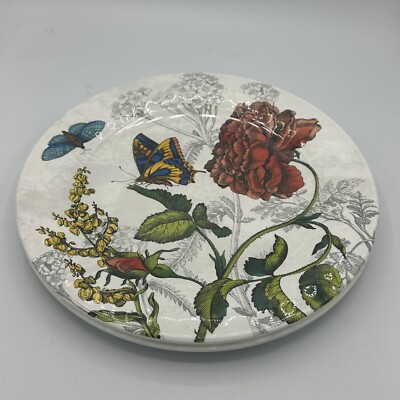 TarHong GARDEN BOTANICAL Sculpted Butterfly Melamine Dinner Plates Lot Of 2
