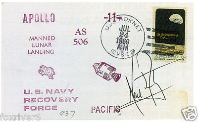 NEIL ARMSTRONG signiertes Cover - Apollo XI Erster Mensch auf dem Mond 7''x4'' Nachdruck