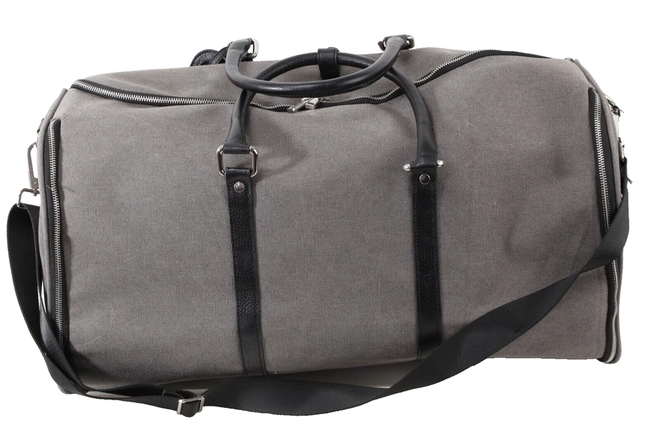 Charcoal Gray Mens Gentleman Canvas Weekender Garment Travel Bag - Image 2 of 4