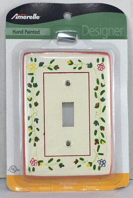 Amerelle Hand Painted Resin Designer Switch plate Farmhouse Floral Artistic