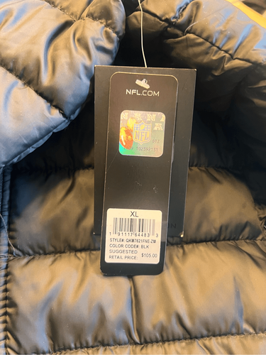 New England Patriots NFL Hooded Black Puffer Jacket Coat Mens XL football - Picture 4 of 6