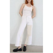 Etica Denim Women's EW148111R White Wide-Leg Jeans Devon Crop Rework Size 26