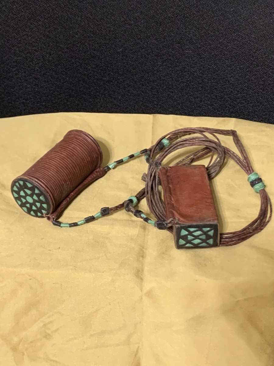 Rare Antique Late 1800s Ethiopian Leather Healing Scroll Amulet