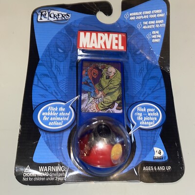 2004 Marvel Flickers SPIDERMAN Collectible Metal Ring Series 1 Ring #4 SEALED