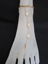 NEW WOMEN GOLD METAL FASHION ANKLET LEG FOOT CHAINS BODY JEWELRY MULTI FLOWERS