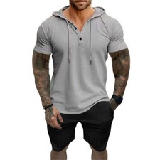 Men Summer Outfit 2-Piece Set Short Sleeve Shirt and Shorts Sweatsuit Set