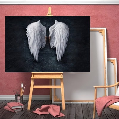 GEFALLENE GEBROCHENE ENGELSFLÜGEL BANKSY GRAFFITI STREET WANDBILD GERAHMTER LEINWANDDRUCK