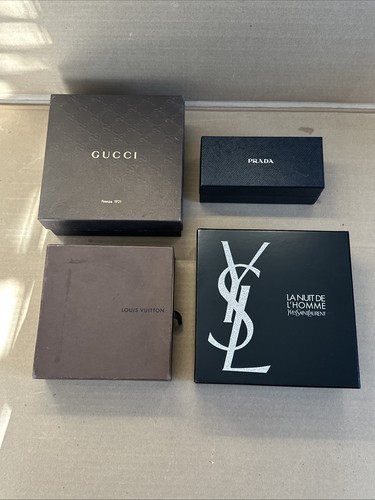 Lot Of 4 Empty Designer Used Boxes: Louis Vuitton Prada Gucci Yves Saint Laurent