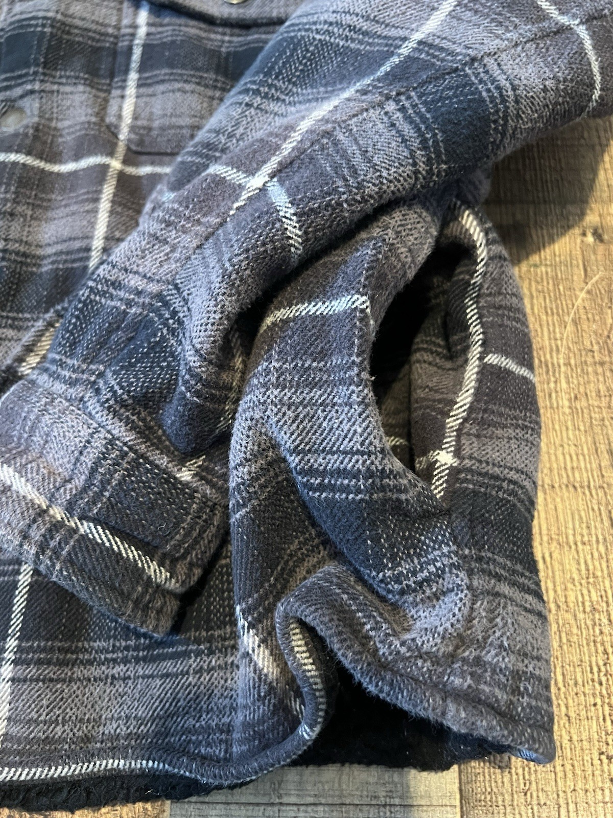 Supreme Shearling lined Button up Flannel Black -… - image 4