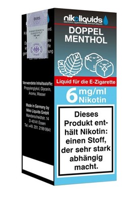NikoLiquids Liquid Doppel Menthol 10 ml (1x 6mg Nikotin/ml = 6mg Nikotin/ml)