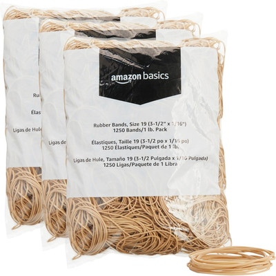 Amazon Basics Rubber Bands, Office Supplies, Size 19 (3-1/2 X 1/16 Inch), Stretc
